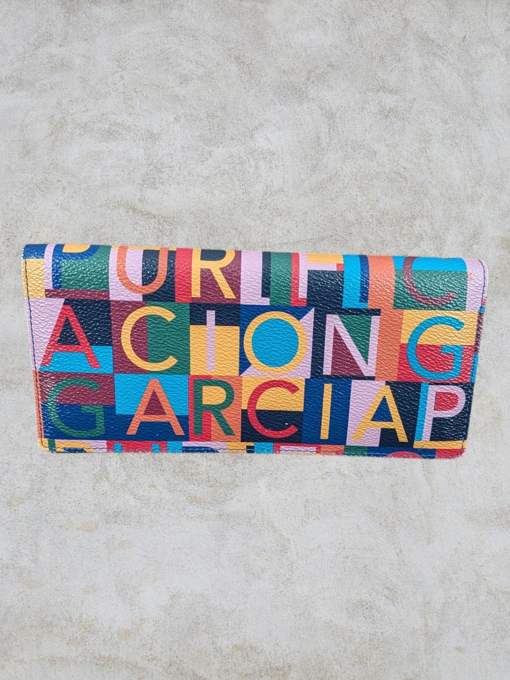 Multicolor Graphic Leather Wallet Clutch